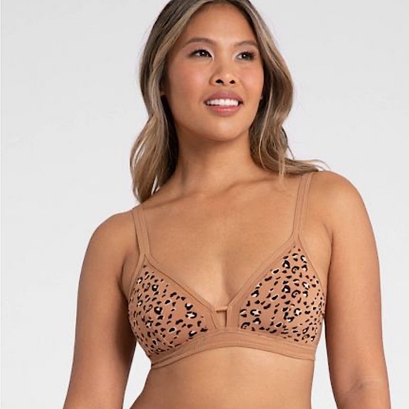 All.You.LIVELY Women's Mesh Leopard Print Trim Bralette Size Medium - Picture 1 of 12